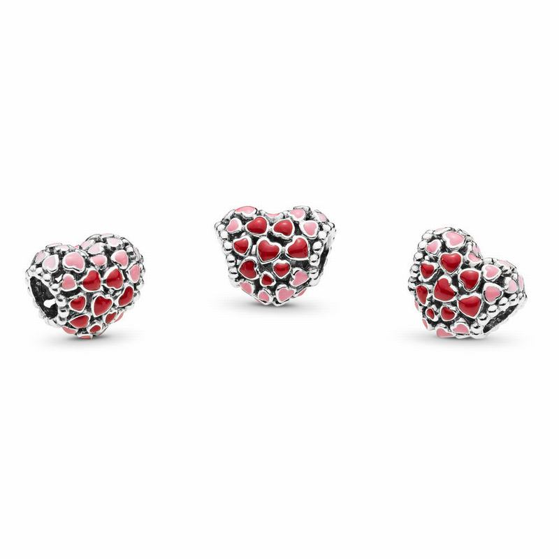 Pandora Red & Pink Hearts Charm - Sterling Silver/Enamel/Pink - Canada | SQ6492QD